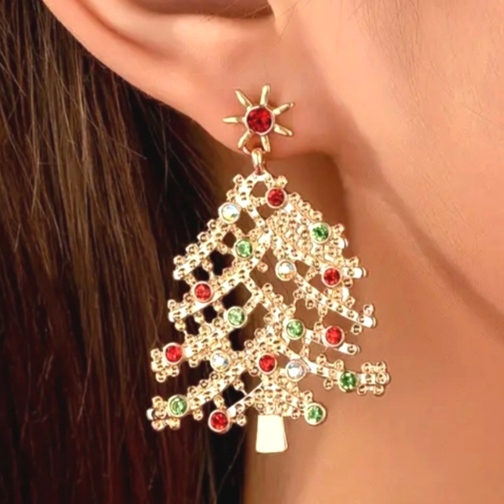 Festive Christmas Tree Earrings - Picture 2 of 5